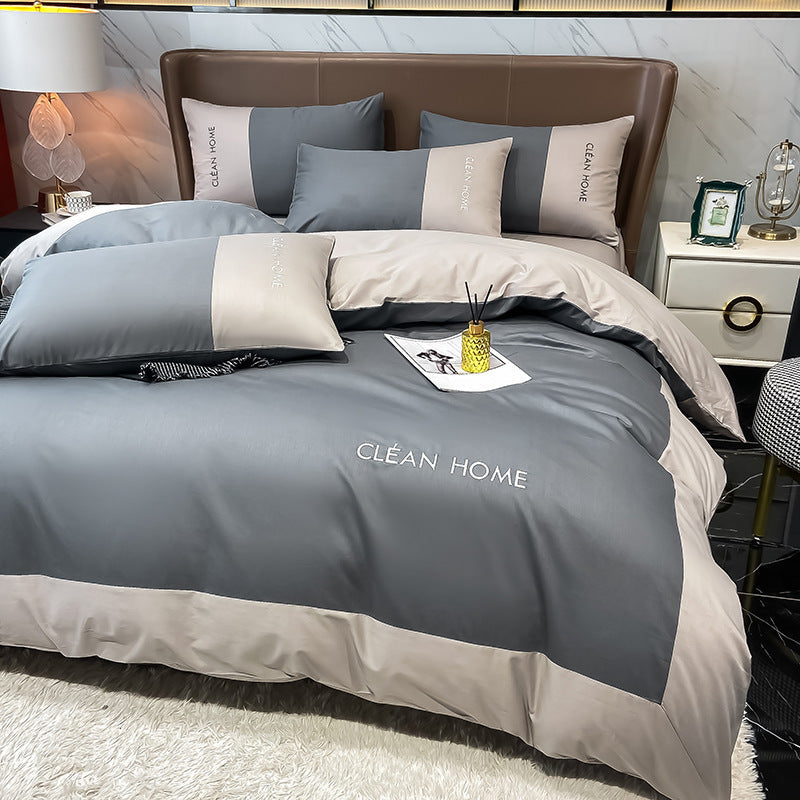 KTX-300307 Embroidered Cotton Satin Four-Piece Bedding Set in Various Sizes