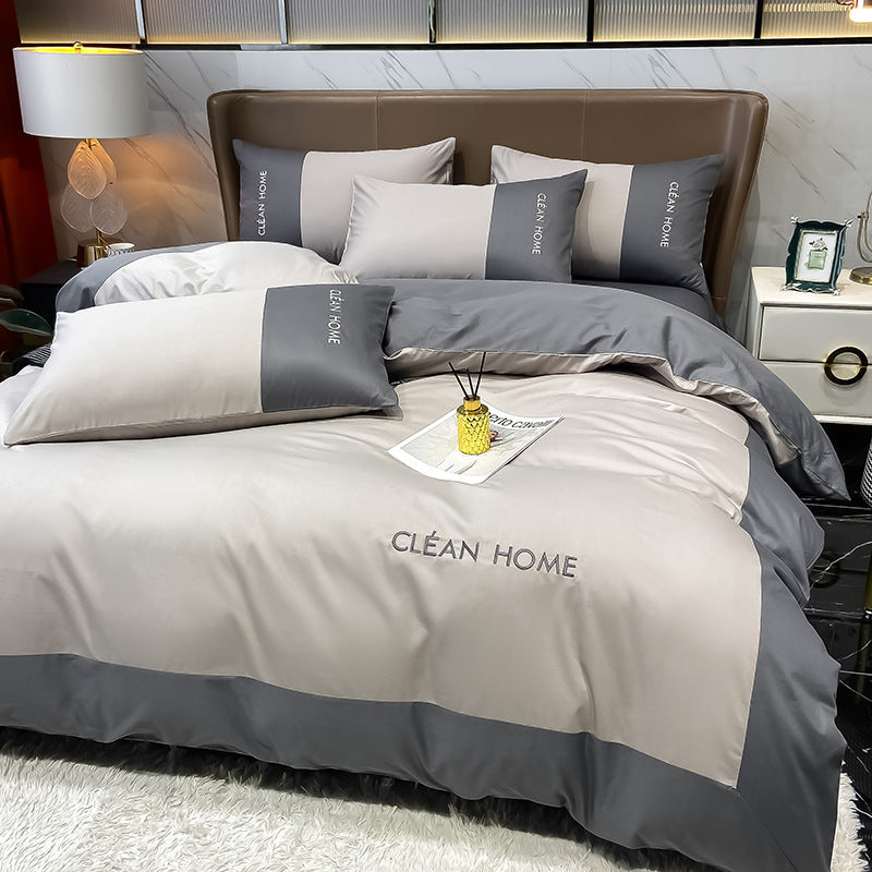 KTX-300307 Embroidered Cotton Satin Four-Piece Bedding Set in Various Sizes