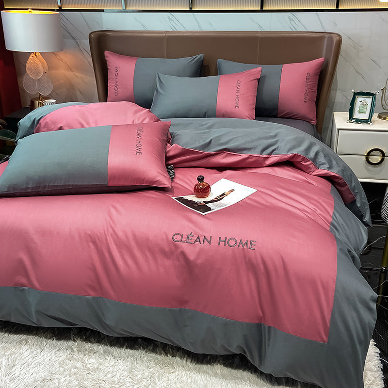 KTX-300307 Embroidered Cotton Satin Four-Piece Bedding Set in Various Sizes