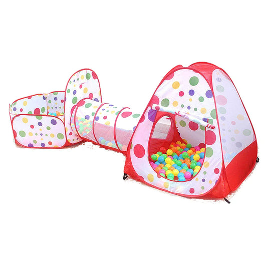 KTX-300563 Colorful 3 in 1 Foldable Play Tunnel Tent with Basketball Hoop for Indoor Playroom Fun