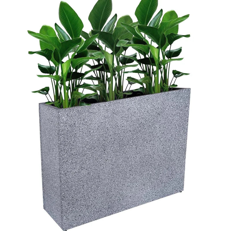 KTX-300819 Tall Metal Planter Box for Outdoor Plants and Trash Enclosure - Classic Design in White, Grey, or Brown
