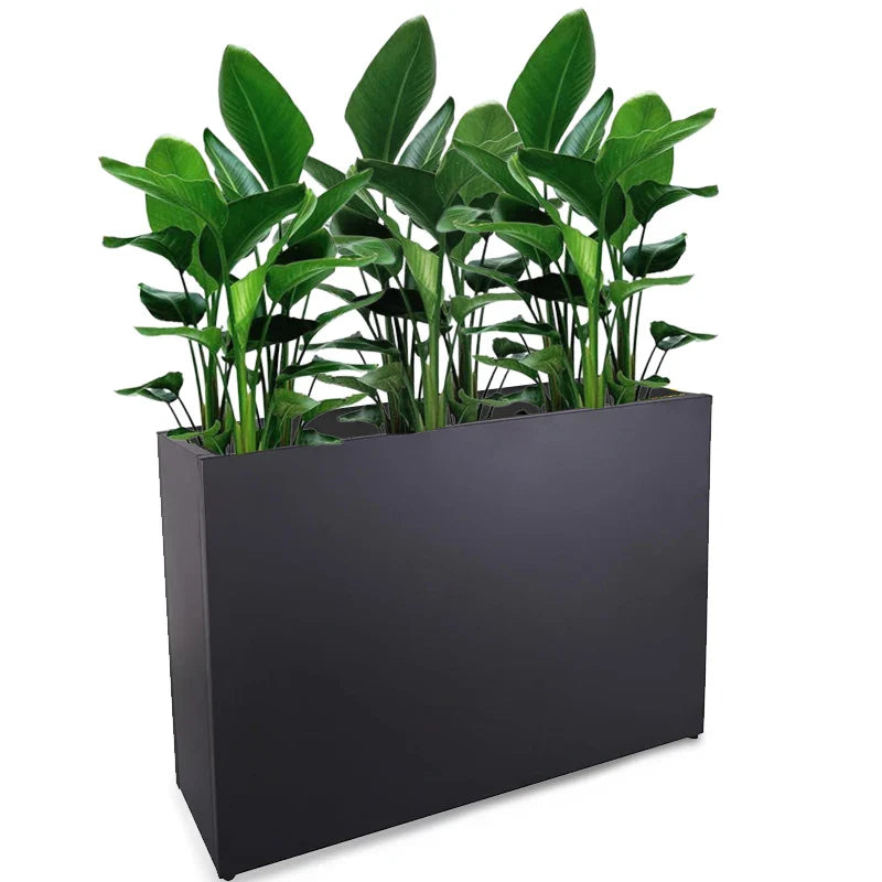 KTX-300819 Tall Metal Planter Box for Outdoor Plants and Trash Enclosure - Classic Design in White, Grey, or Brown