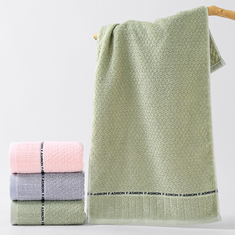 KTX-300883 Thick Absorbent Pure Cotton Towel in Green, Pink, and Gray