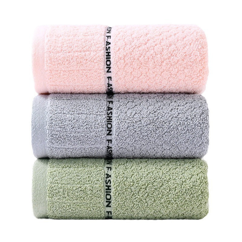 KTX-300883 Thick Absorbent Pure Cotton Towel in Green, Pink, and Gray