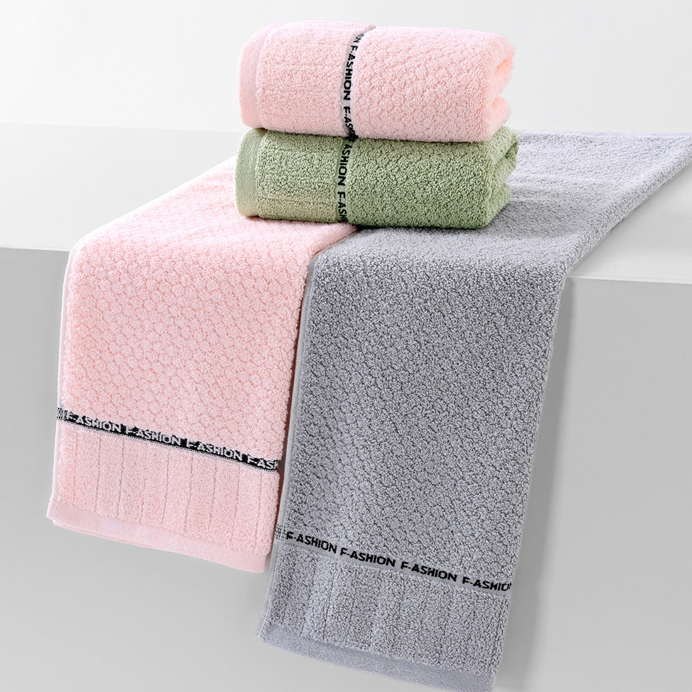 KTX-300883 Thick Absorbent Pure Cotton Towel in Green, Pink, and Gray