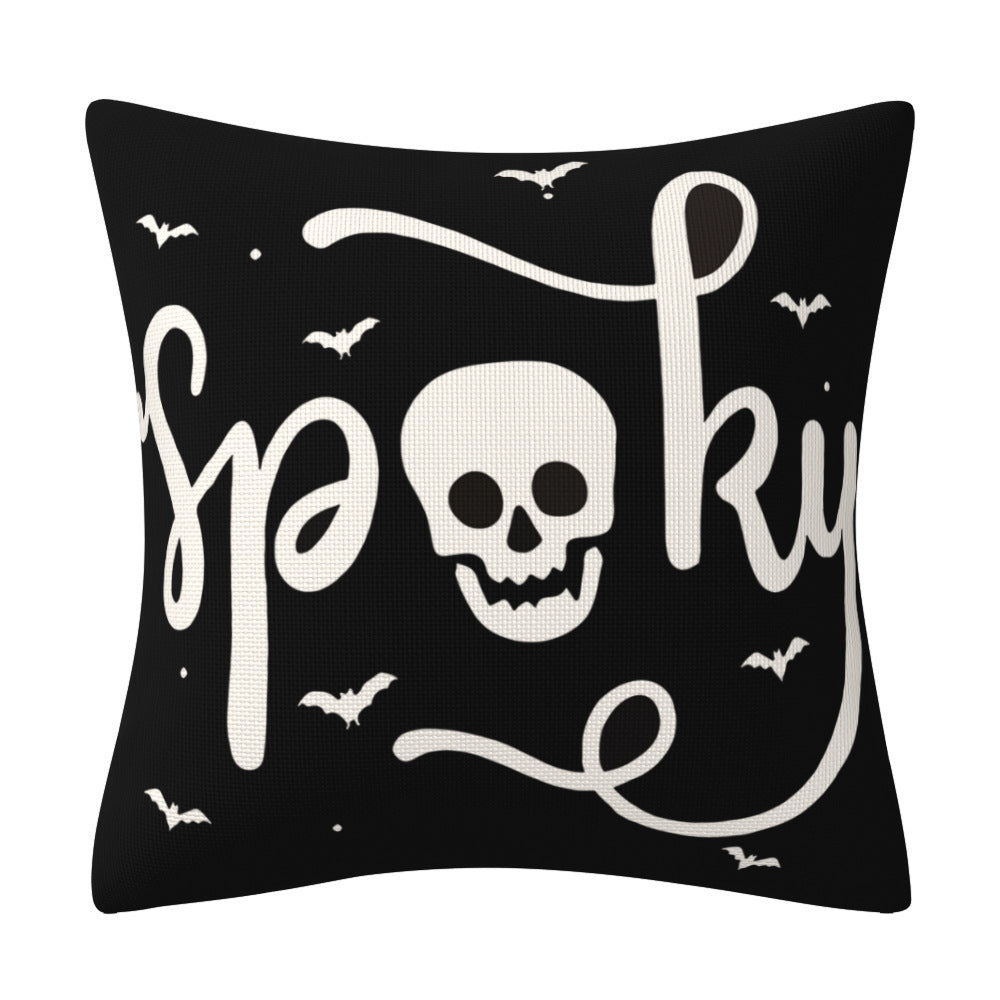 KTX-301139 Halloween-Themed Linen Pillow Cover 45cm x 45cm Cushion with PP Cotton Filler