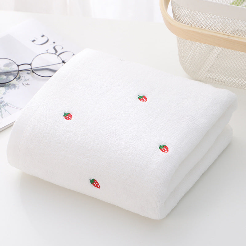 KTX-302035 Strawberry Embroidered Pure Cotton Bath and Beach Towel in Multiple Colors