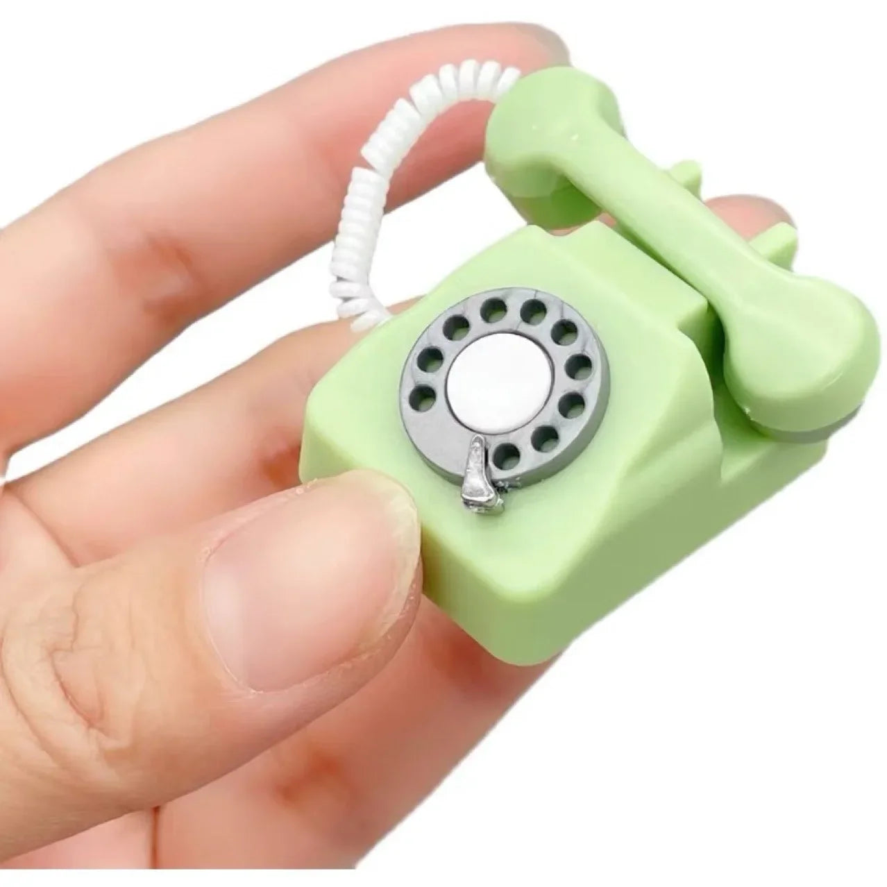 KTX-302291 1/12 Scale Mini Retro Telephone for Dollhouse Decor and Pretend Play Accessories