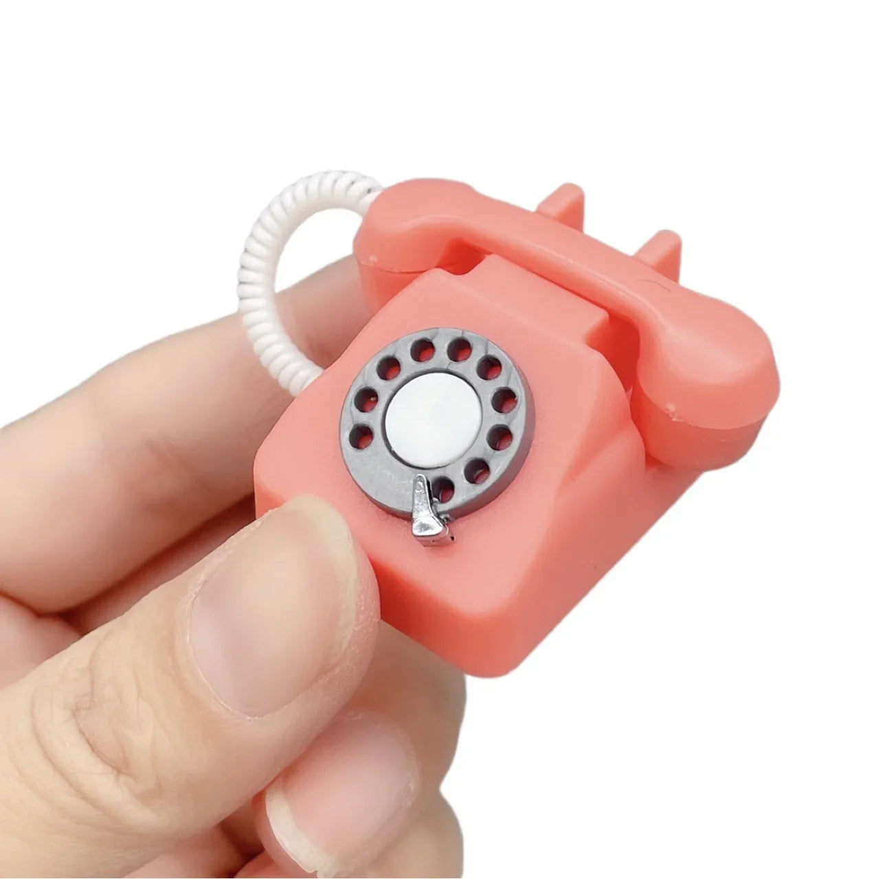 KTX-302291 1/12 Scale Mini Retro Telephone for Dollhouse Decor and Pretend Play Accessories