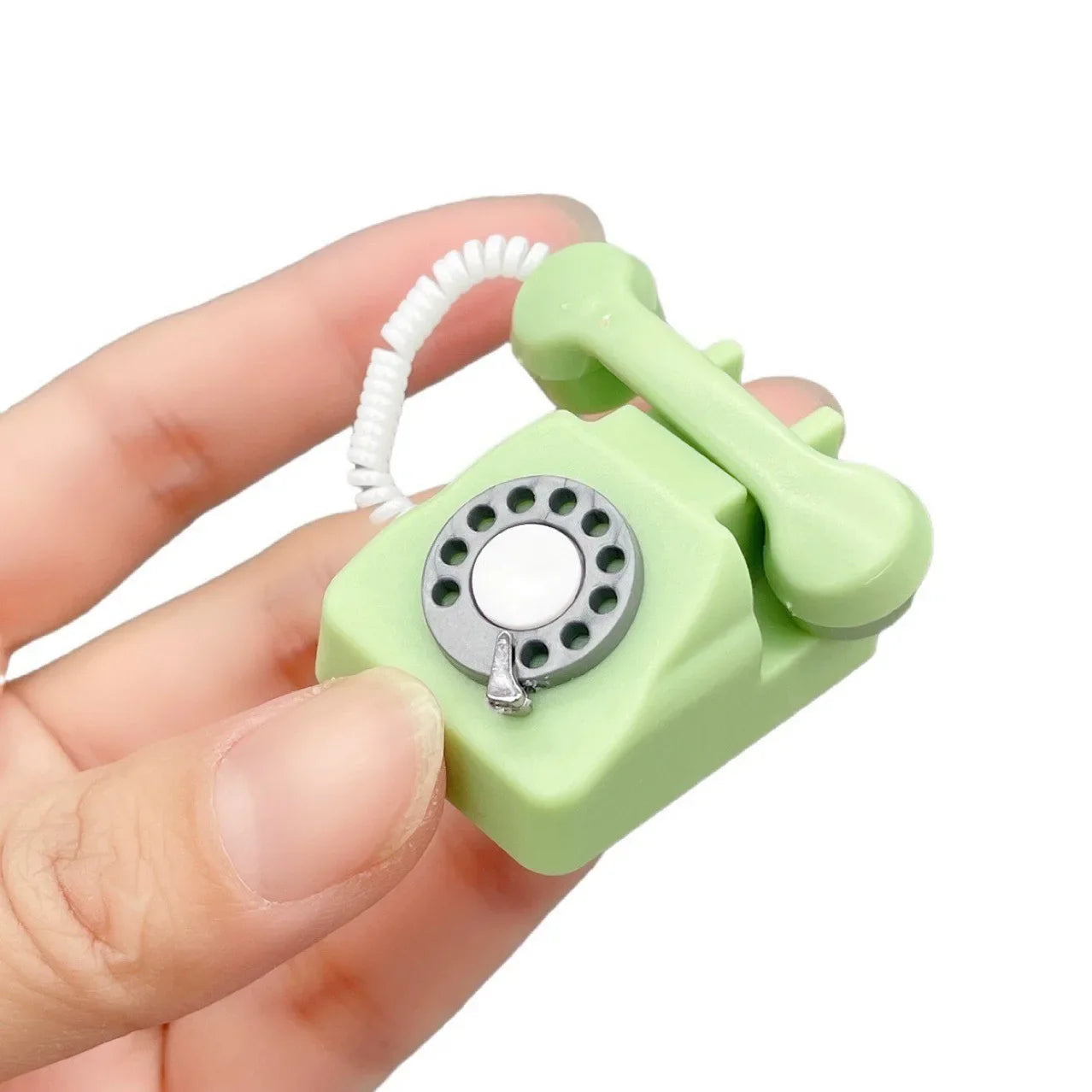 KTX-302291 1/12 Scale Mini Retro Telephone for Dollhouse Decor and Pretend Play Accessories