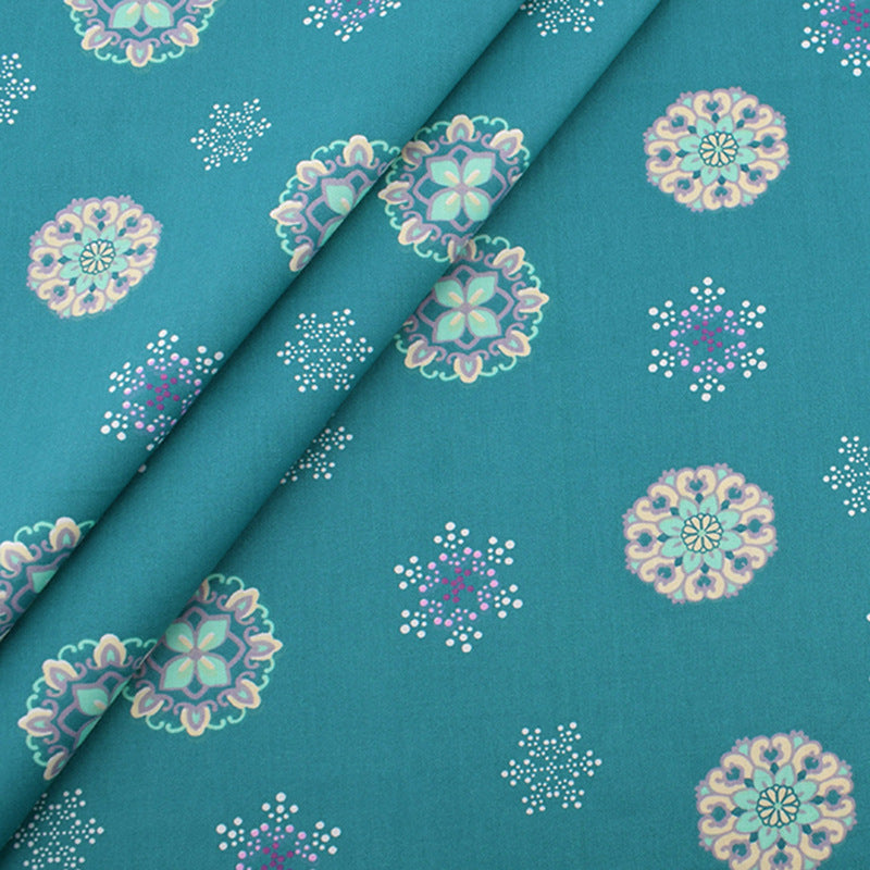 KTX-302291 Cotton Twill Floral Fabric Set - 8 Pieces of Printed Home Textile Material