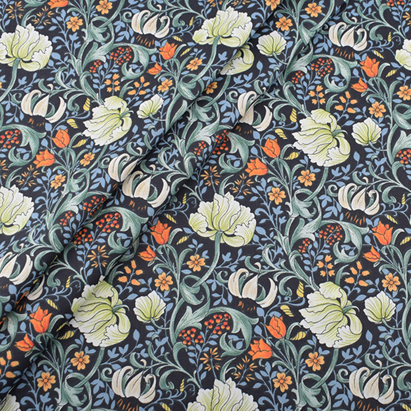 KTX-302291 Cotton Twill Floral Fabric Set - 8 Pieces of Printed Home Textile Material