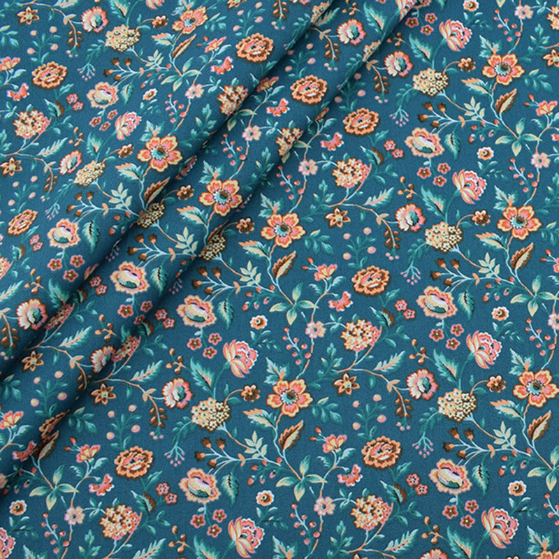 KTX-302291 Cotton Twill Floral Fabric Set - 8 Pieces of Printed Home Textile Material