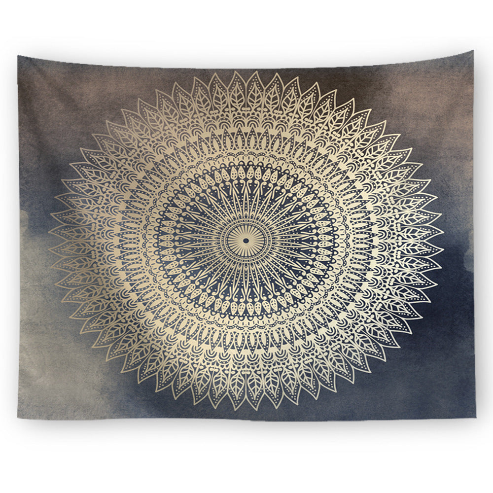 KTX-304467 Mandala Floral Polyester Beach Towel with Digital Sublimation Print