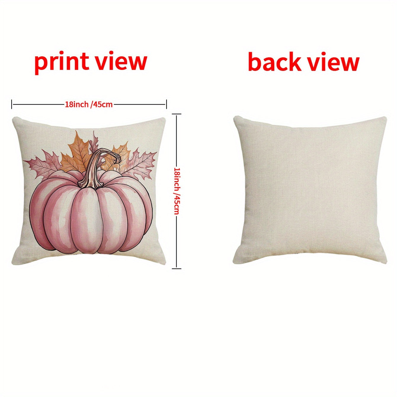 KTX-304595 Autumn 4-Pack Pillow Covers 18x18in with Pumpkin and Maple Leaf Design for Seasonal Home Decor