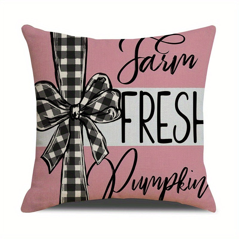 KTX-304595 Autumn 4-Pack Pillow Covers 18x18in with Pumpkin and Maple Leaf Design for Seasonal Home Decor