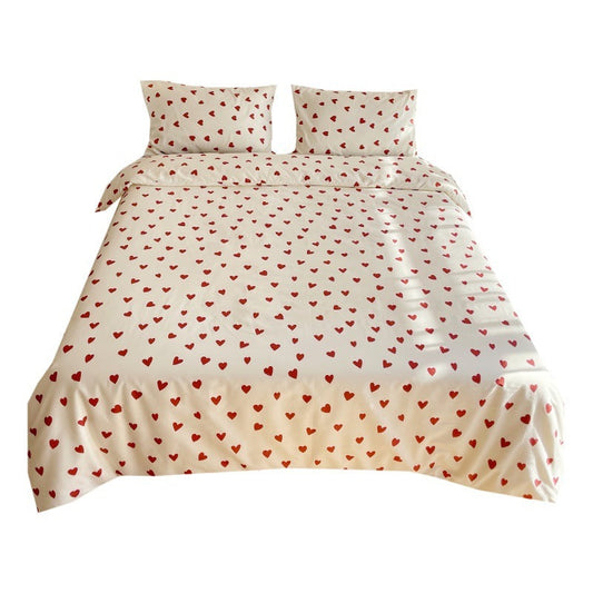 KTX-305235 Cotton Heart-Shaped Bed Set - Three-Piece and Four-Piece Options for Various Bed Sizes