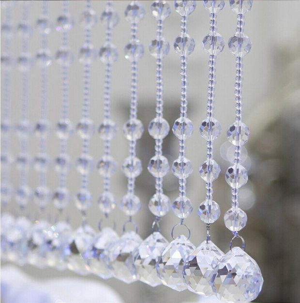 KTX-305619 Crystal Bead Curtain with 20mm Clear K9 Glass Balls for Elegant Home Decoration