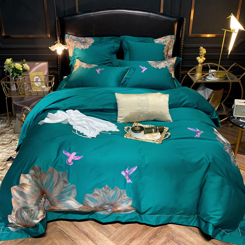 KTX-305875 Light Luxury Four-Piece Embroidery Bedding Set in Long-Staple Cotton