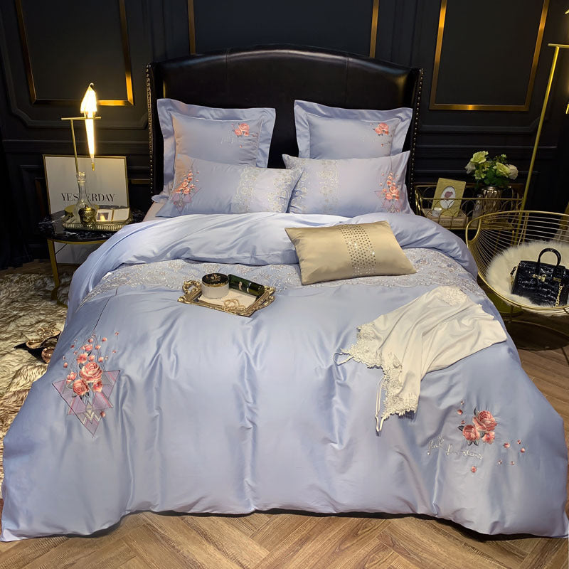 KTX-305875 Light Luxury Four-Piece Embroidery Bedding Set in Long-Staple Cotton