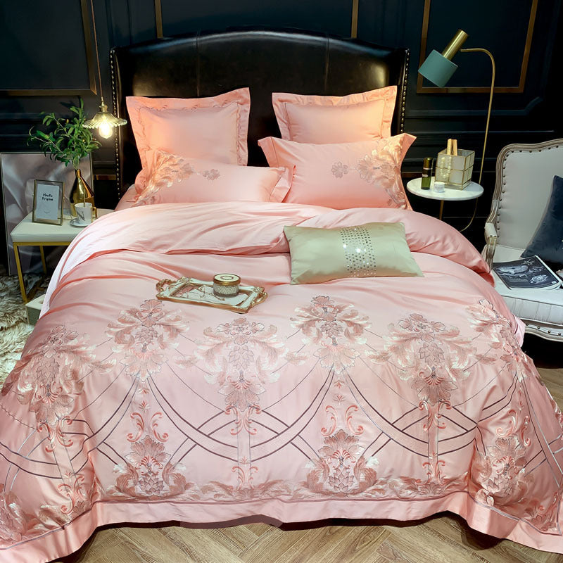 KTX-305875 Light Luxury Four-Piece Embroidery Bedding Set in Long-Staple Cotton