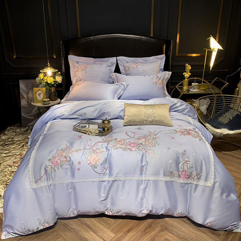 KTX-305875 Light Luxury Four-Piece Embroidery Bedding Set in Long-Staple Cotton