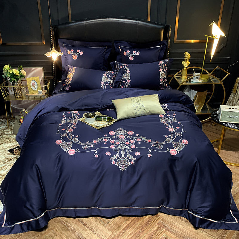 KTX-305875 Light Luxury Four-Piece Embroidery Bedding Set in Long-Staple Cotton