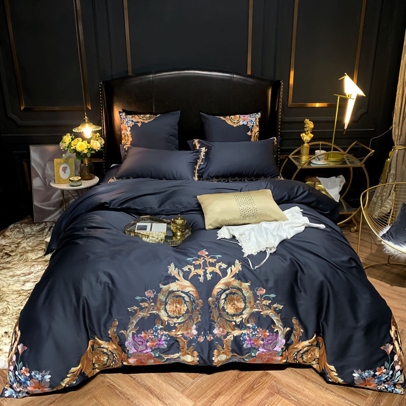 KTX-305875 Light Luxury Four-Piece Embroidery Bedding Set in Long-Staple Cotton