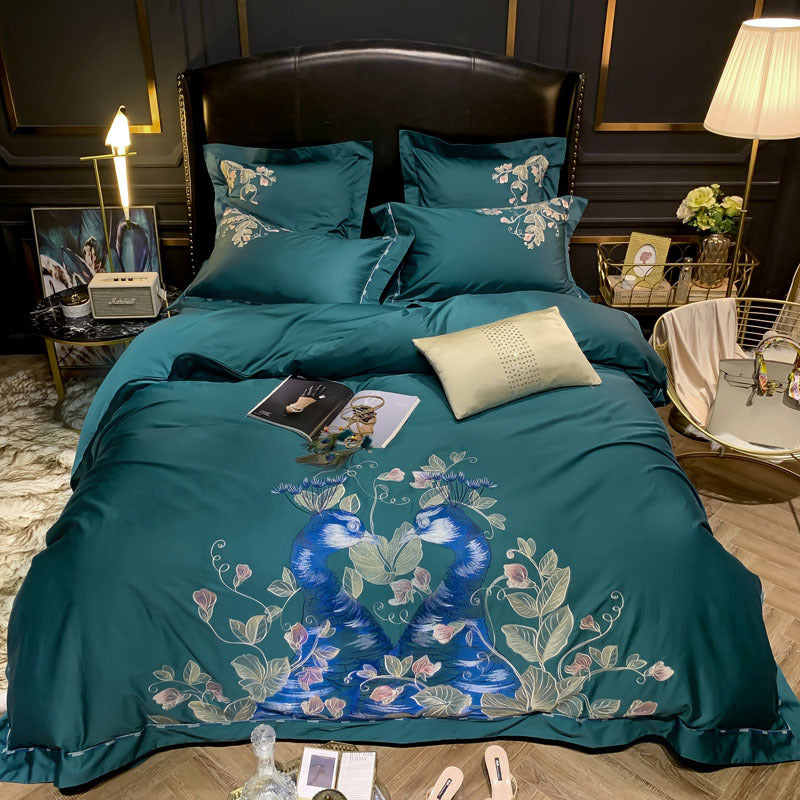 KTX-305875 Light Luxury Four-Piece Embroidery Bedding Set in Long-Staple Cotton