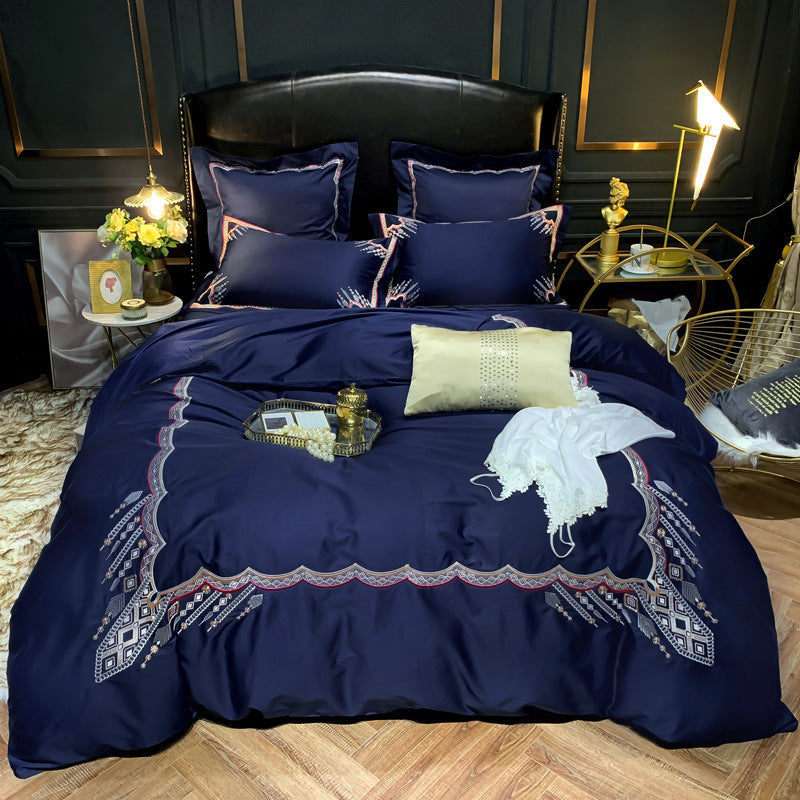 KTX-305875 Light Luxury Four-Piece Embroidery Bedding Set in Long-Staple Cotton