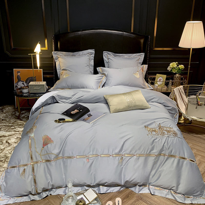KTX-305875 Light Luxury Four-Piece Embroidery Bedding Set in Long-Staple Cotton