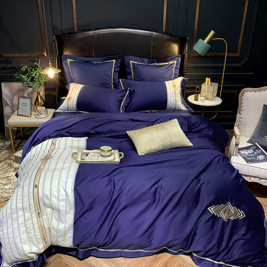 KTX-305875 Light Luxury Four-Piece Embroidery Bedding Set in Long-Staple Cotton