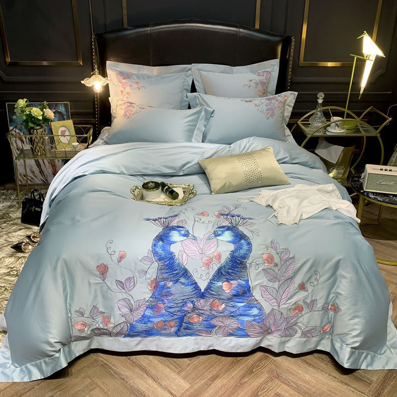 KTX-305875 Light Luxury Four-Piece Embroidery Bedding Set in Long-Staple Cotton