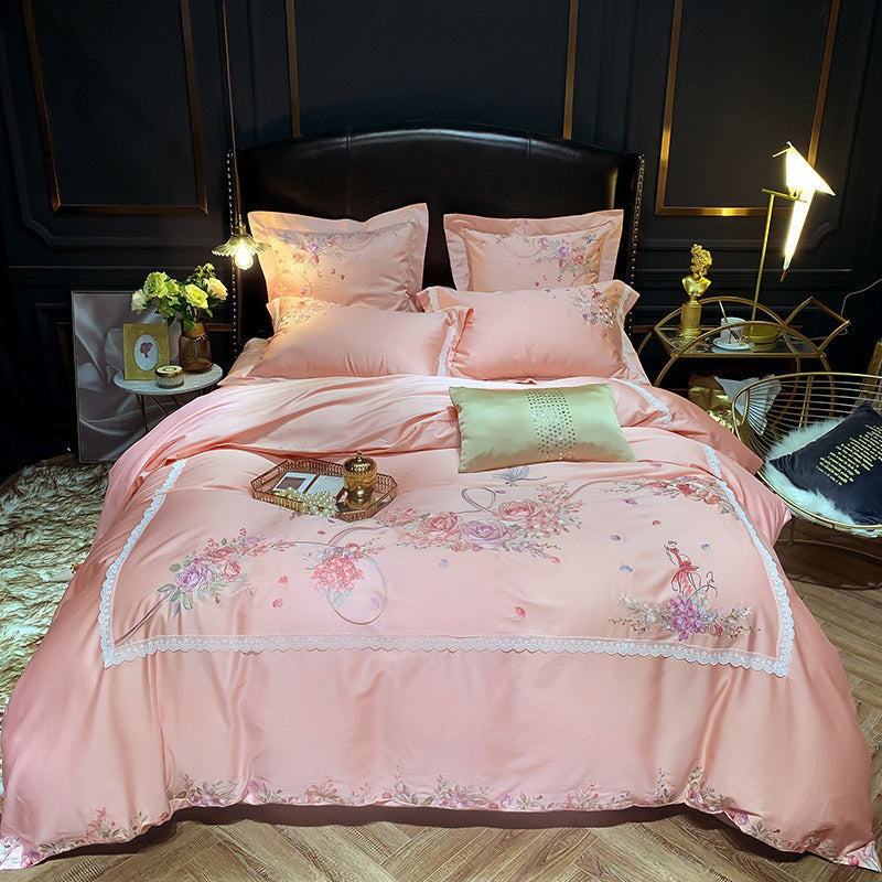 KTX-305875 Light Luxury Four-Piece Embroidery Bedding Set in Long-Staple Cotton