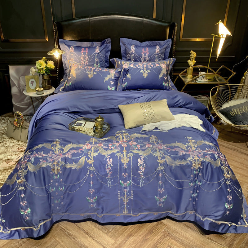 KTX-305875 Light Luxury Four-Piece Embroidery Bedding Set in Long-Staple Cotton