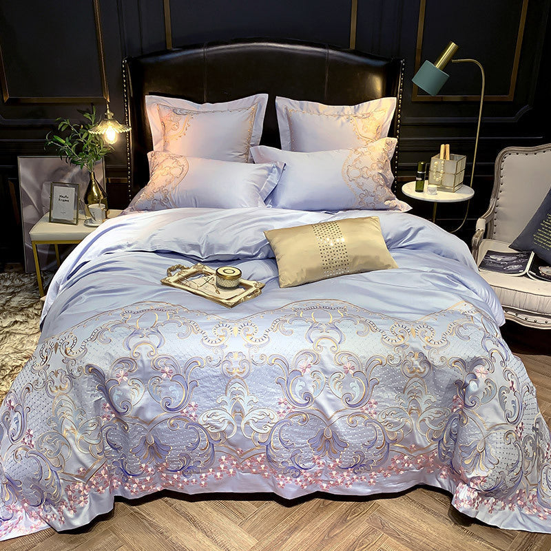 KTX-305875 Light Luxury Four-Piece Embroidery Bedding Set in Long-Staple Cotton