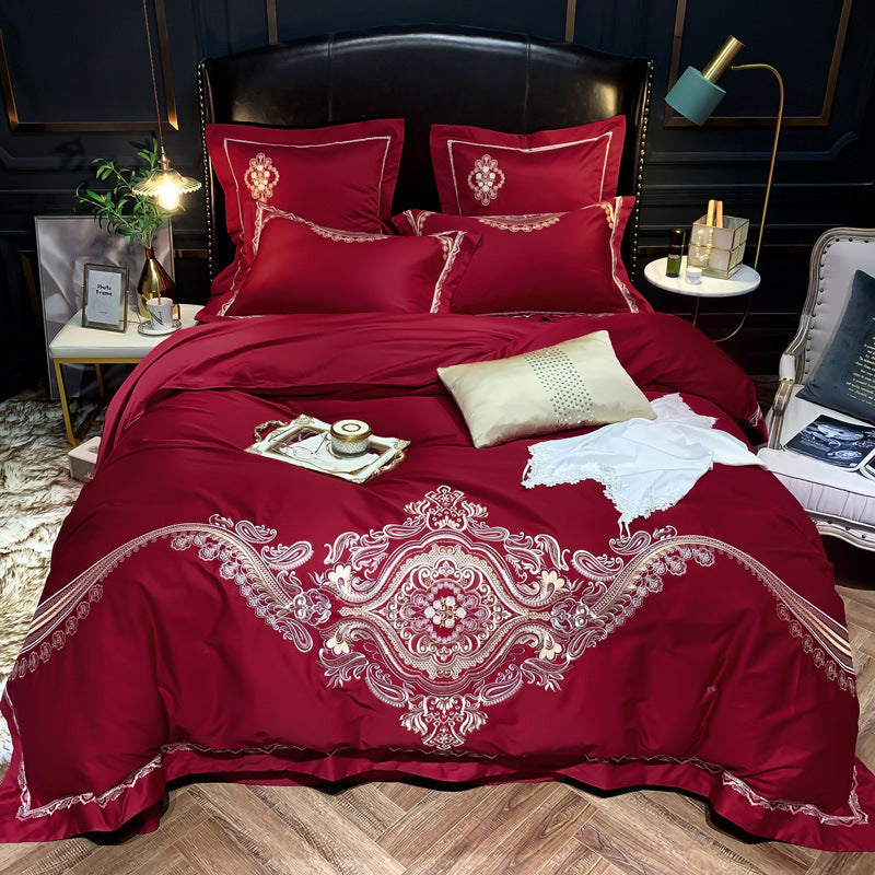 KTX-305875 Light Luxury Four-Piece Embroidery Bedding Set in Long-Staple Cotton