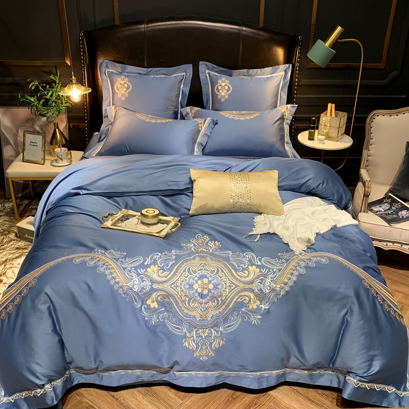 KTX-305875 Light Luxury Four-Piece Embroidery Bedding Set in Long-Staple Cotton