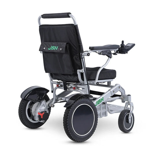 KTX-305939 Portable Folding Electric Wheelchair for Elderly, Lightweight Aluminum Alloy Frame, 20km Driving Range, Silver Color