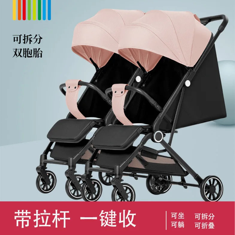 KTX-306259 Twin Baby Stroller Pram with Two-Seating Models - Foldable and Adjustable