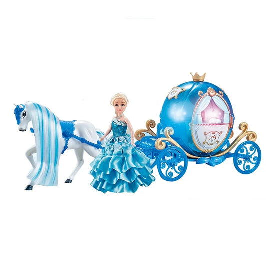 KTX-306899 Musical Princess Horse Carriage Playset with Makeup Accessories for Girls Ages 2-4