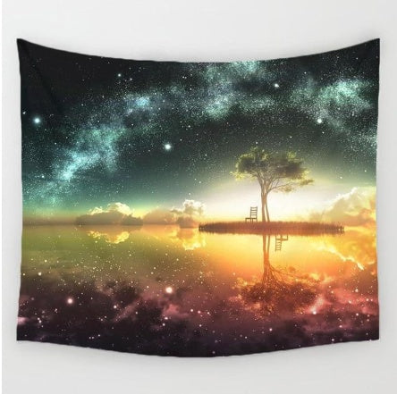 KTX-307923 Galactic Vibes Polyester Tapestry - Multiple Sizes Available (150x100cm, 150x130cm, 150x230cm)