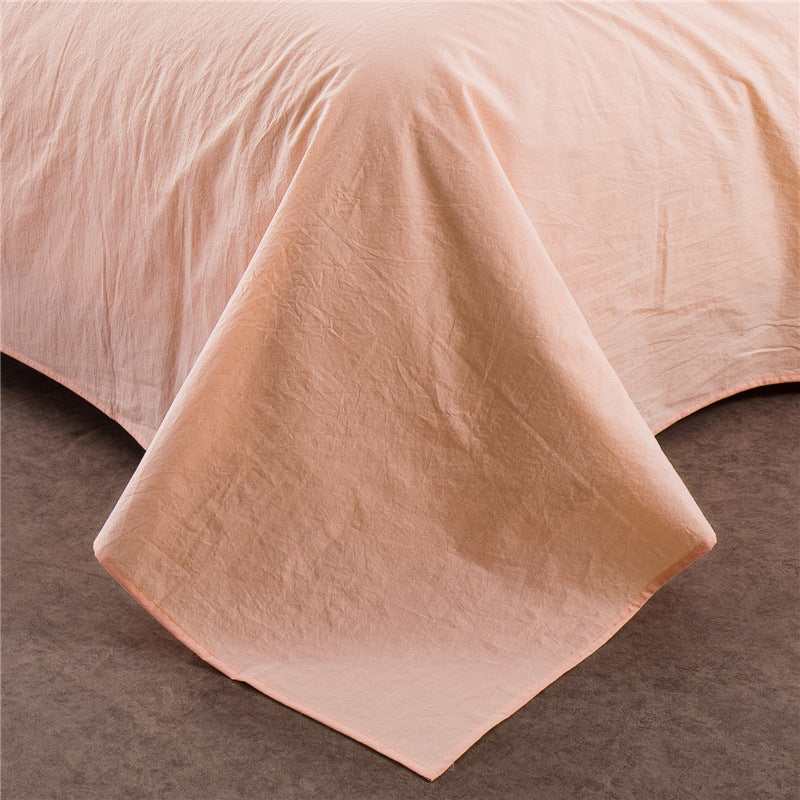 KTX-308051 Washed Cotton Bedding Set - 4-Piece with Quilt Cover, Bed Sheet, and Pillowcases