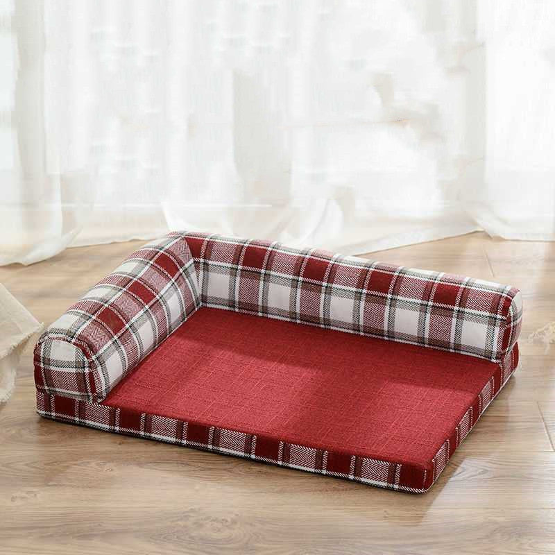 KTX-308499 Linen Dog Sofa Bed with Removable Washable Cushions and Scratch-Resistant Fabric, Multiple Styles and Sizes Available