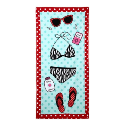 KTX-308947 Flamingo Ice Cream Print Microfiber Beach Towel for Summer, Yoga, and Camping - 150x70cm