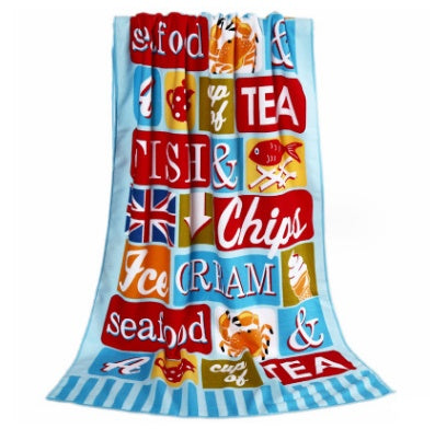 KTX-308947 Flamingo Ice Cream Print Microfiber Beach Towel for Summer, Yoga, and Camping - 150x70cm