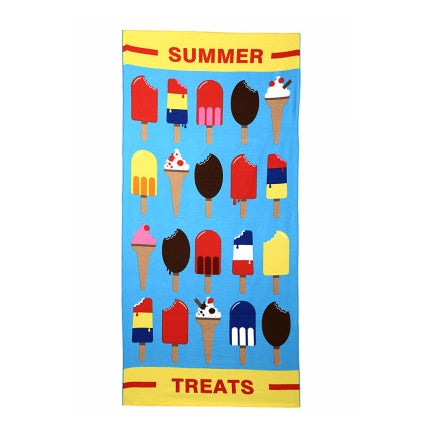 KTX-308947 Flamingo Ice Cream Print Microfiber Beach Towel for Summer, Yoga, and Camping - 150x70cm