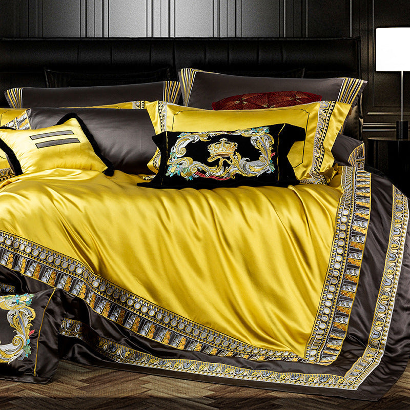 KTX-309203 European-Style 100% Cotton Four-Piece Bedding Set for 1.5m and 1.8m Beds