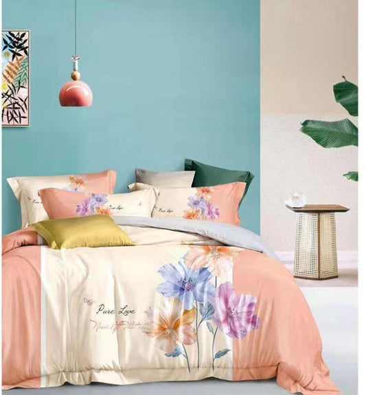 KTX-311827 Cotton Four-Piece Quilt Cover Set for Spring and Autumn Bedding, Multiple Patterns and Colors, Suitable for Various Bed Sizes