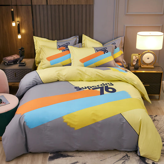 KTX-311827 Cotton Four-Piece Quilt Cover Set for Spring and Autumn Bedding, Multiple Patterns and Colors, Suitable for Various Bed Sizes